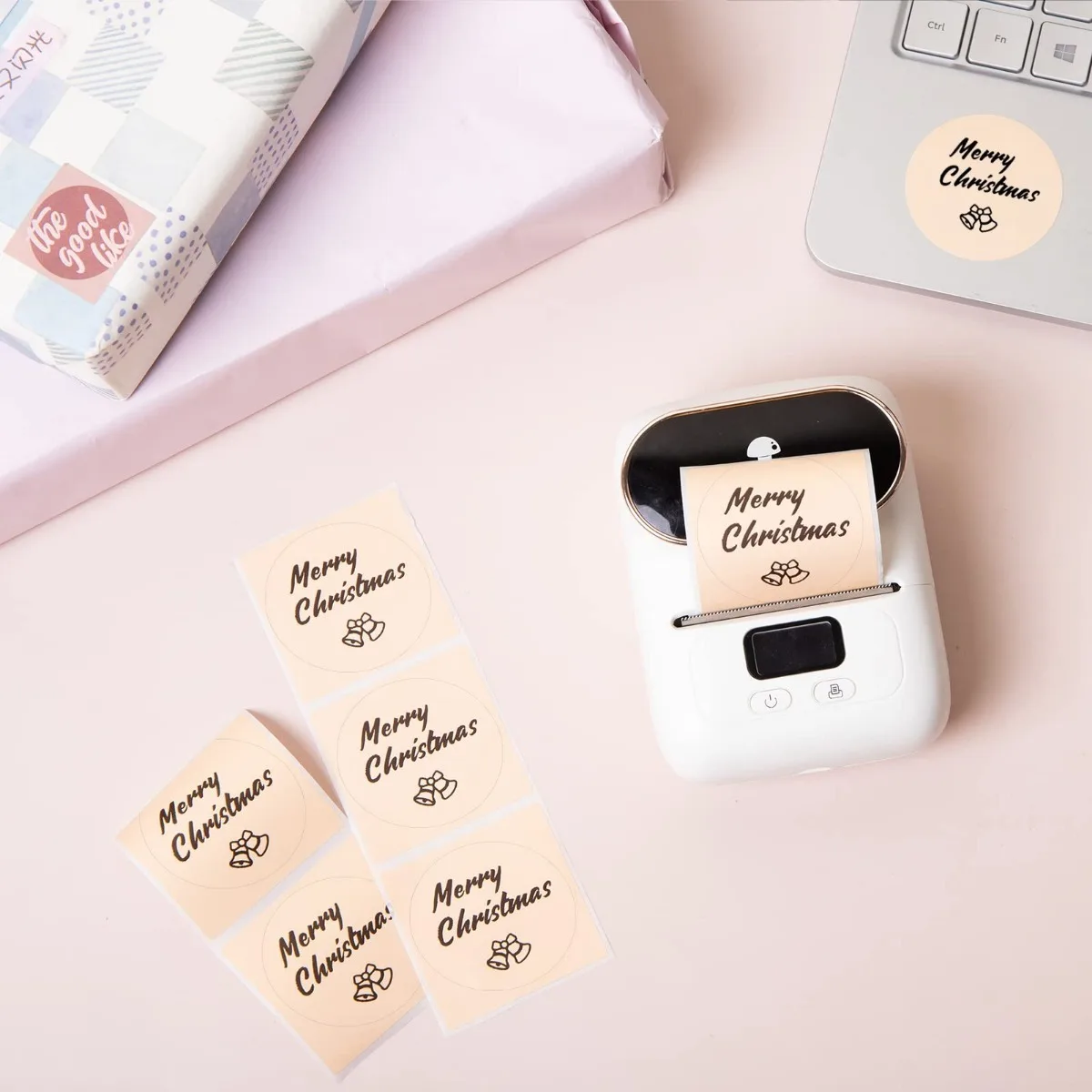 3PCS 50x50mm Round Multicolor Thermal Adhesive Labels - Waterproof/Oil-Proof, Fit M110/M120/M200/M221/M250, Home/Office 140/Roll