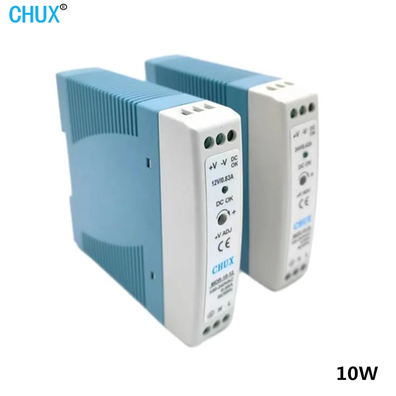 CHUX MDR 5V 12V 24V Slim 10W Switching Power Supply Din Rail Type AC DC Single Output LED Industry Power Supplies