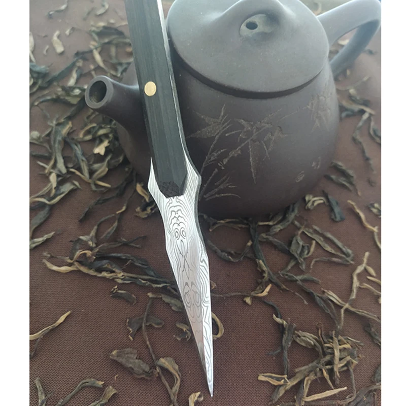 NEW 1Pcs Stainless Steel Chinese Puer Tea Needle Cutter Damascus Tea Knife