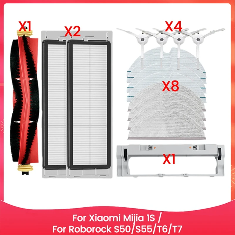 

ABBN 16PCS Brush Filter And Mop Cloth For Xiaomi Mijia 1S For Roborock S50 S55 T6 T7 Vacuum Cleaner Replacement Parts