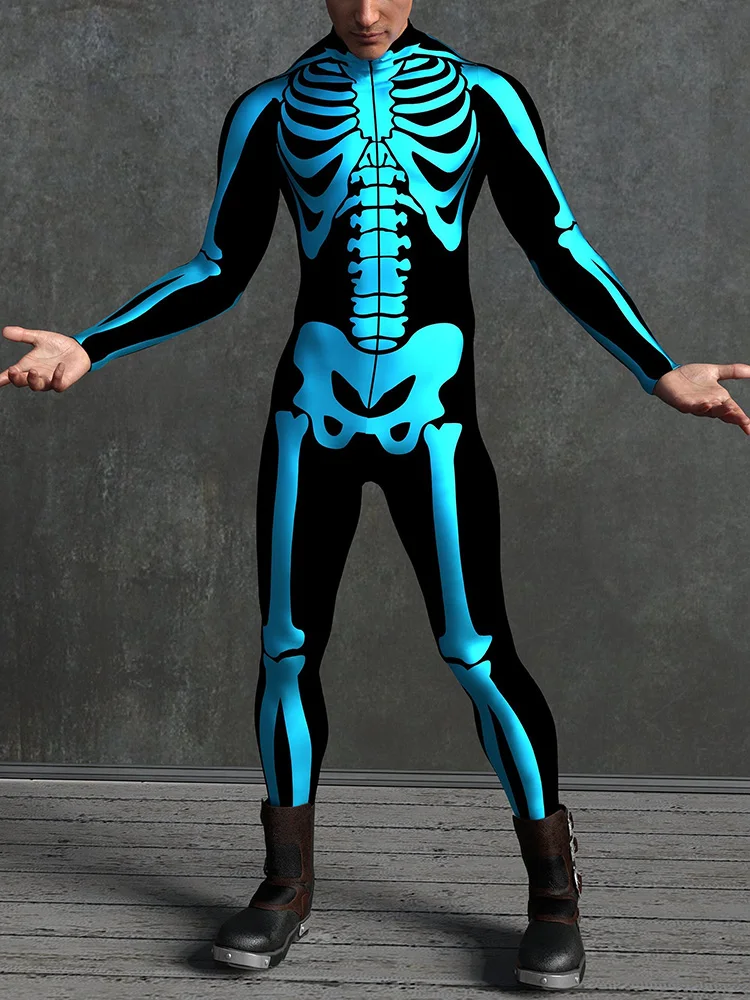 Skull Skelet Bodysuit Halloween Rollenspel Zentai Pak Heren Panty Jumpsuit Festival Kleding Feest Gemaskerd Robot Kostuum