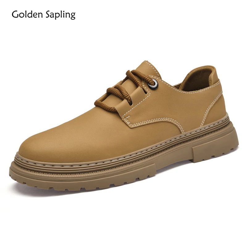 

Golden Sapling Tooling Shoes Men Retro Leather Flats Platform Men's Casual Shoe Tactical Leisure Outdoor Footwear Male Work Flat