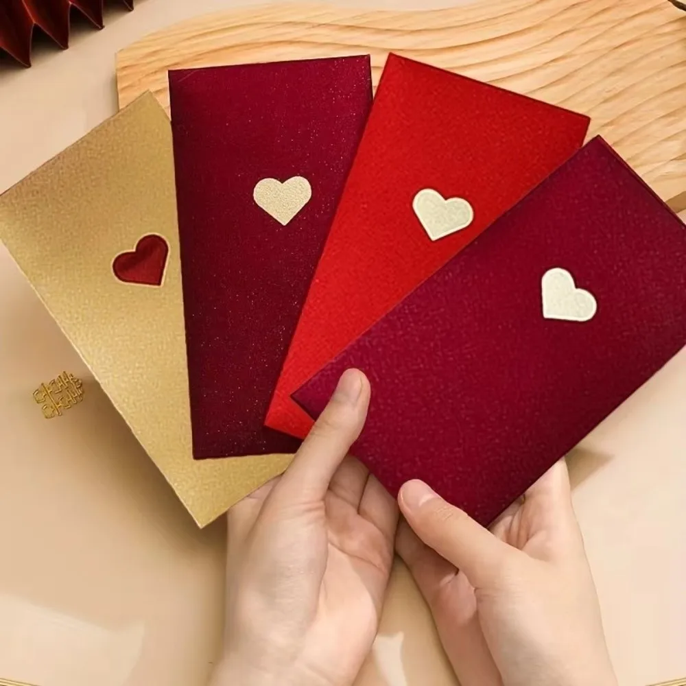 

6 шт. Новогодние красные конверты, изысканные трехцветные конверты для денежных подарков с узорами в виде сердец, 17*9 см, денежный мешочек на удачу, ко Дню святого Валентина