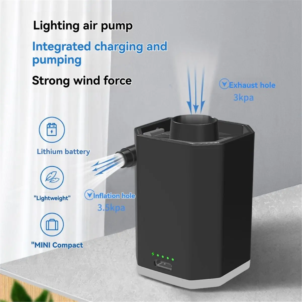 (WSFS) Cordless Electric Pump for Vacuum Storage Bag Portable Universal Travel Air Pump for Compression Clothes Blanket Luggage