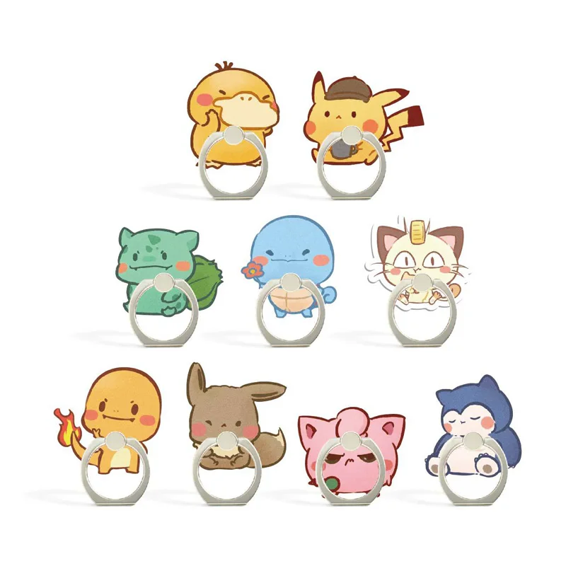 New Design 1 Piece High Quality Acrylic Universal Mobile Phone Finger Ring Cute Anime Cartoon Animals Phone Stand Holder Support