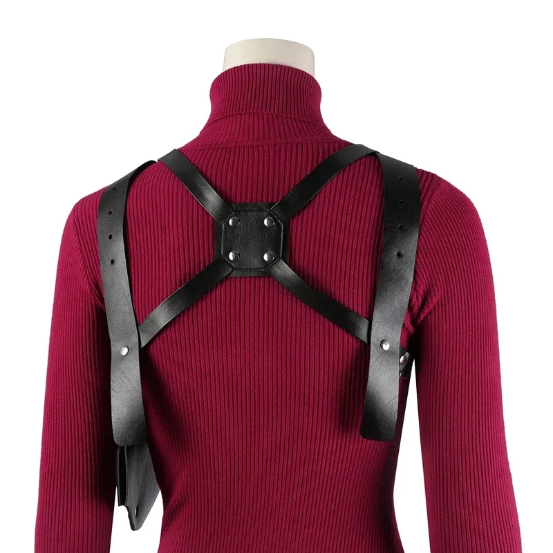 الأحمر Ada Wong زي لعبة تأثيري محبوك أعلى الملحقات مجموعة كاملة للمقيمين 4 يتوهم هالوين المرأة أنيمي اللباس kn.7