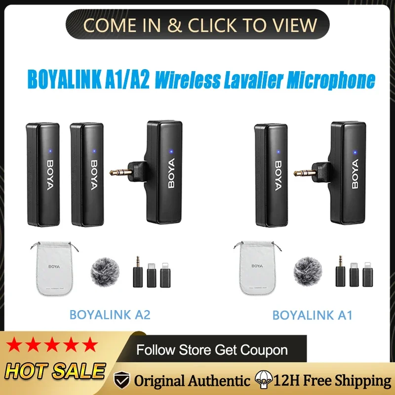 

BOYALINK A1/A2 беспроводной петличный микрофон 2,4 ГГц микрофон для iPhone iPad телефоны Android Type C DSLR камера Youtube прямая трансляция