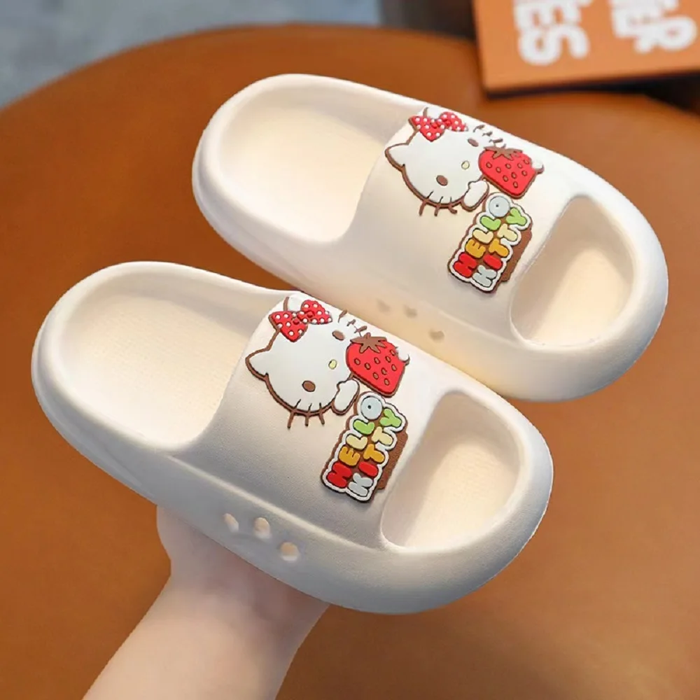 Lovely Sanrioed Children Slippers Anime Hello Kitty Cinnamoroll Platform Non-Slip Home Comfortable Kawaii Outdoor Beach Sandals