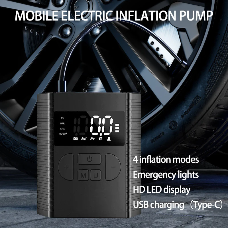 

Intelligent Digital Display Inflation Pump USB Charging Wireless Mobile Air Pump LED Light Auto Pause Inflatior for Tire Balls