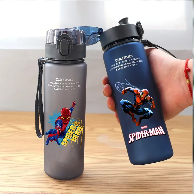 560ml Marvel Spider Man Water Cup Drinking Sports Outdoor Water Bottle Children Portable Plastic Cartoon Large Capacity Gifts