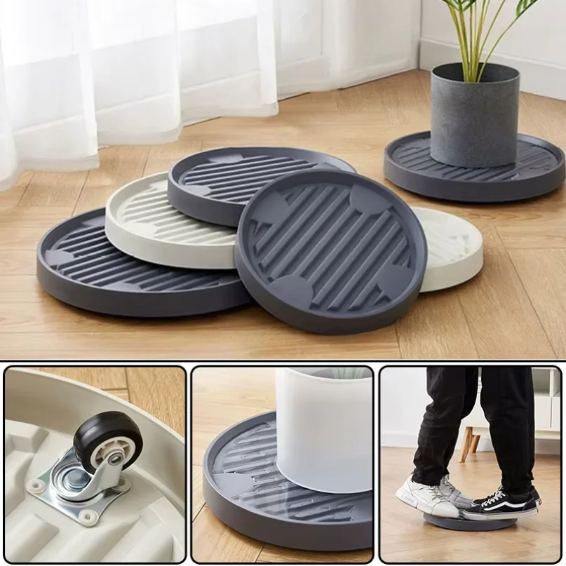 Flower Pot Tray With Wheels Removable Round Movable Planter Dolly Trolley Pallet Outdoor Indoor Tree Flower Plants Planter Stand