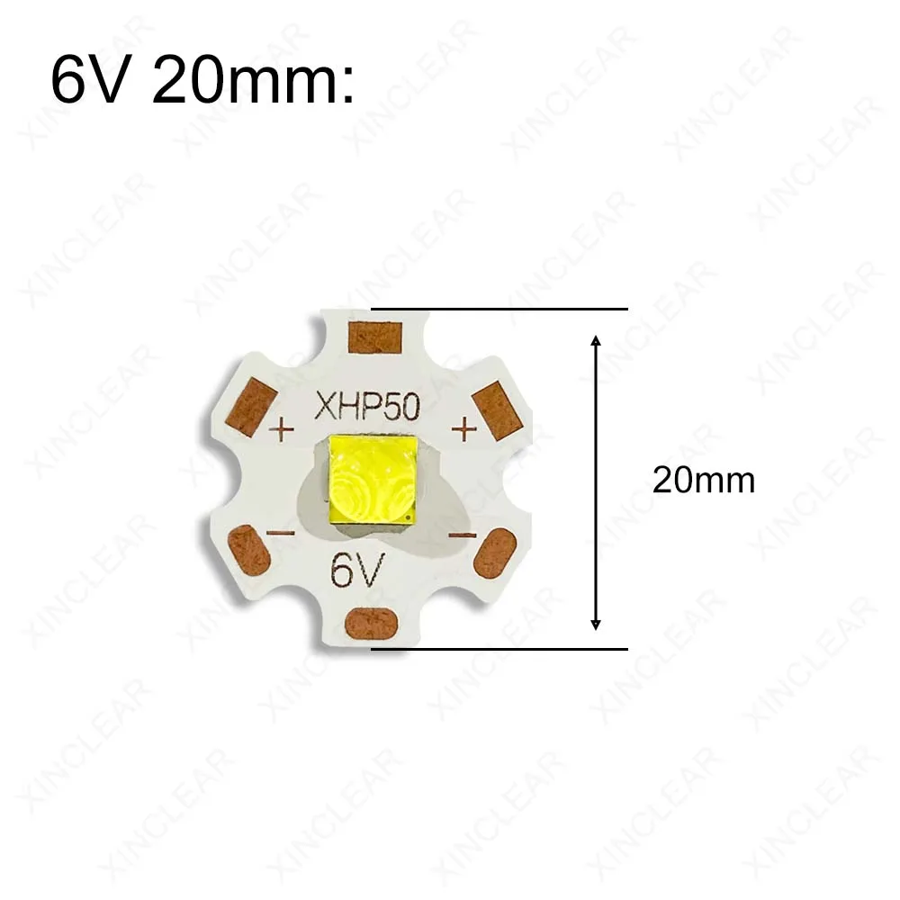 Imagem -03 - Potência 20w Led Xhp50 Chip Branco Quente 3v 6v 12v com 20 mm 16 mm Placa de Cobre 1.5a 3a 6a para Lanterna Faça Você Mesmo Luz do Carro Alta