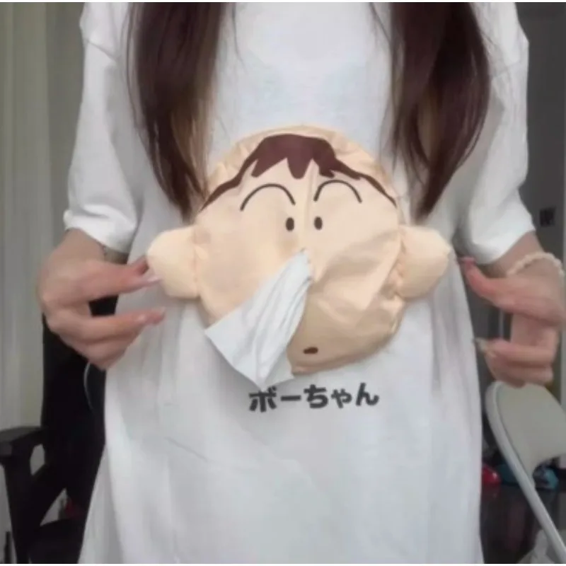

Crayon ShinChans Boochan Creative 3D Tissue T-Shirt Short Sleeve Fun Fashion Trends Portable Tissue Paper Cute Christmas Gifts