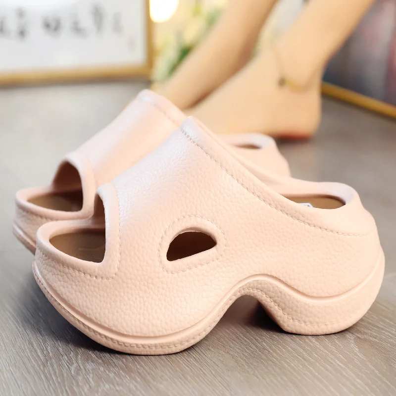 

New brand high heeled slippers women's designer clogs shoes woman open toe platform slipper ladies sexy summer shoes chunky flop