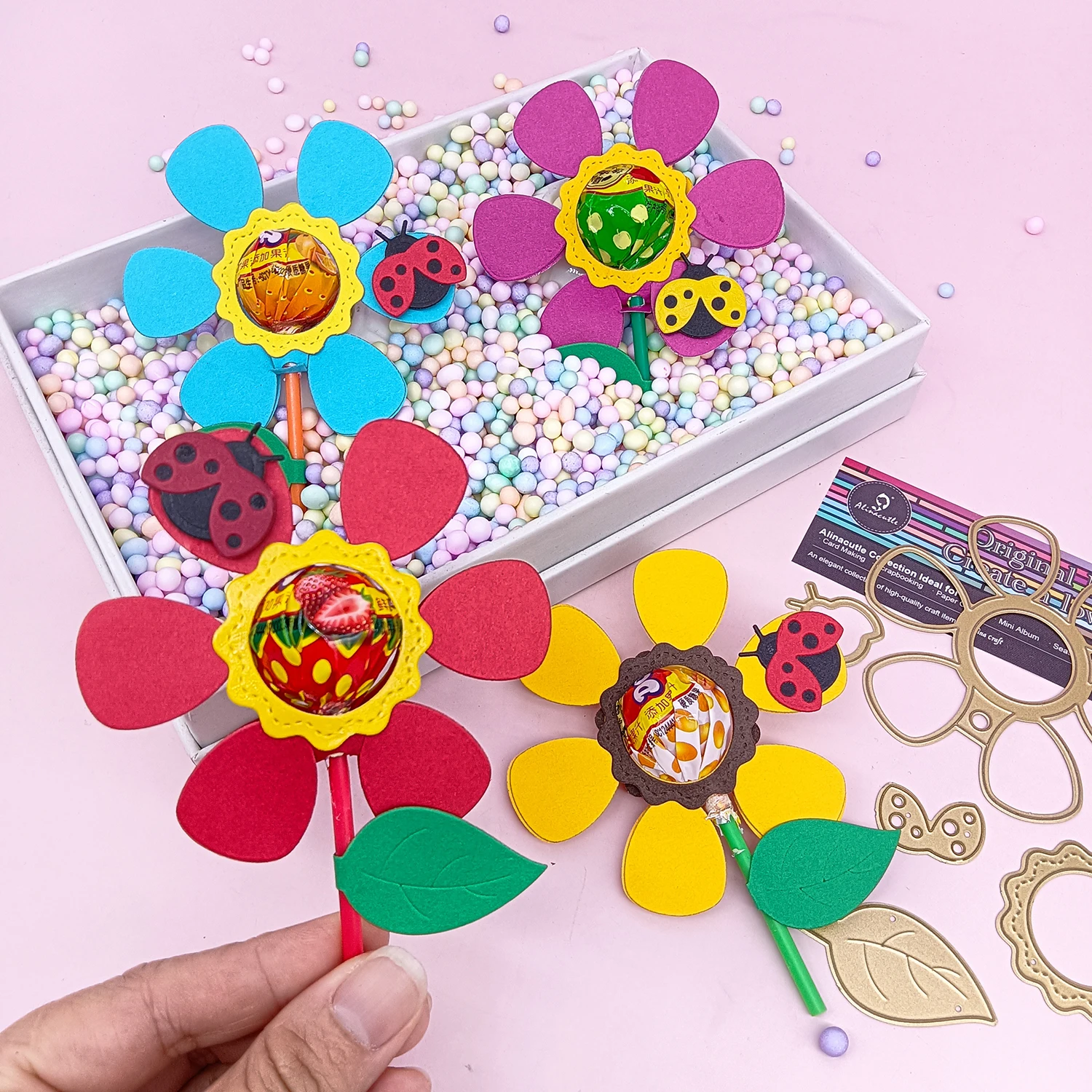Blumen-Süßigkeitshalter, Metall-Stanzformen, gestanzt, goldene Stanzformen für Geschenkverpackung, Papierhandwerk, handgefertigte Kartenherstellung, DIY-Grußkarten