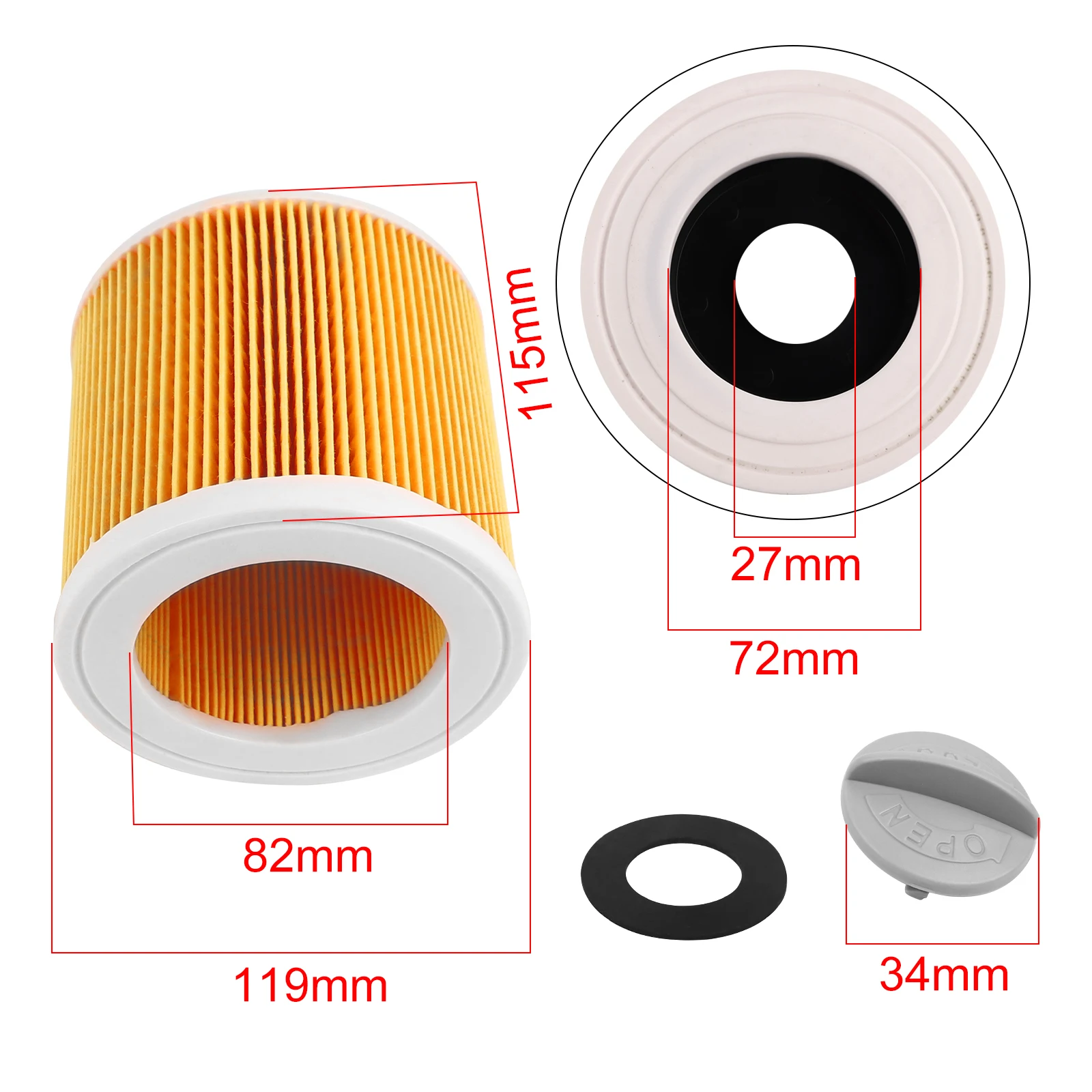 2PCS Air Dust Filters for Karcher Wet Dry Vacuum Cleaner Cartridge Filter MV2 MV3 WD2 WD3 WD2.200 WD3.500 WD2250 WD2.250 WD3.200