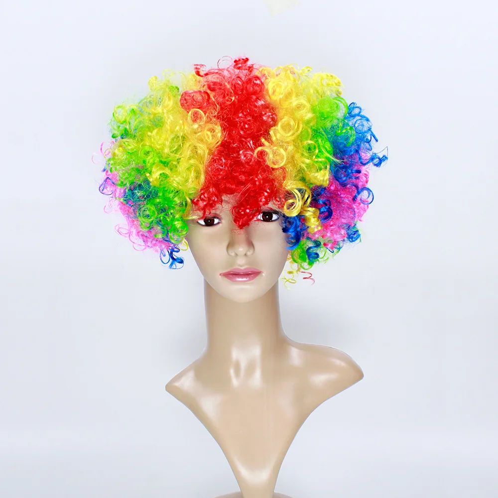 Funny Clown Wig Caps Fans Explosive Head Wig Dance Bar Wedding Party Dress Performance Props Wig Funny Fluffy for Kids Adults