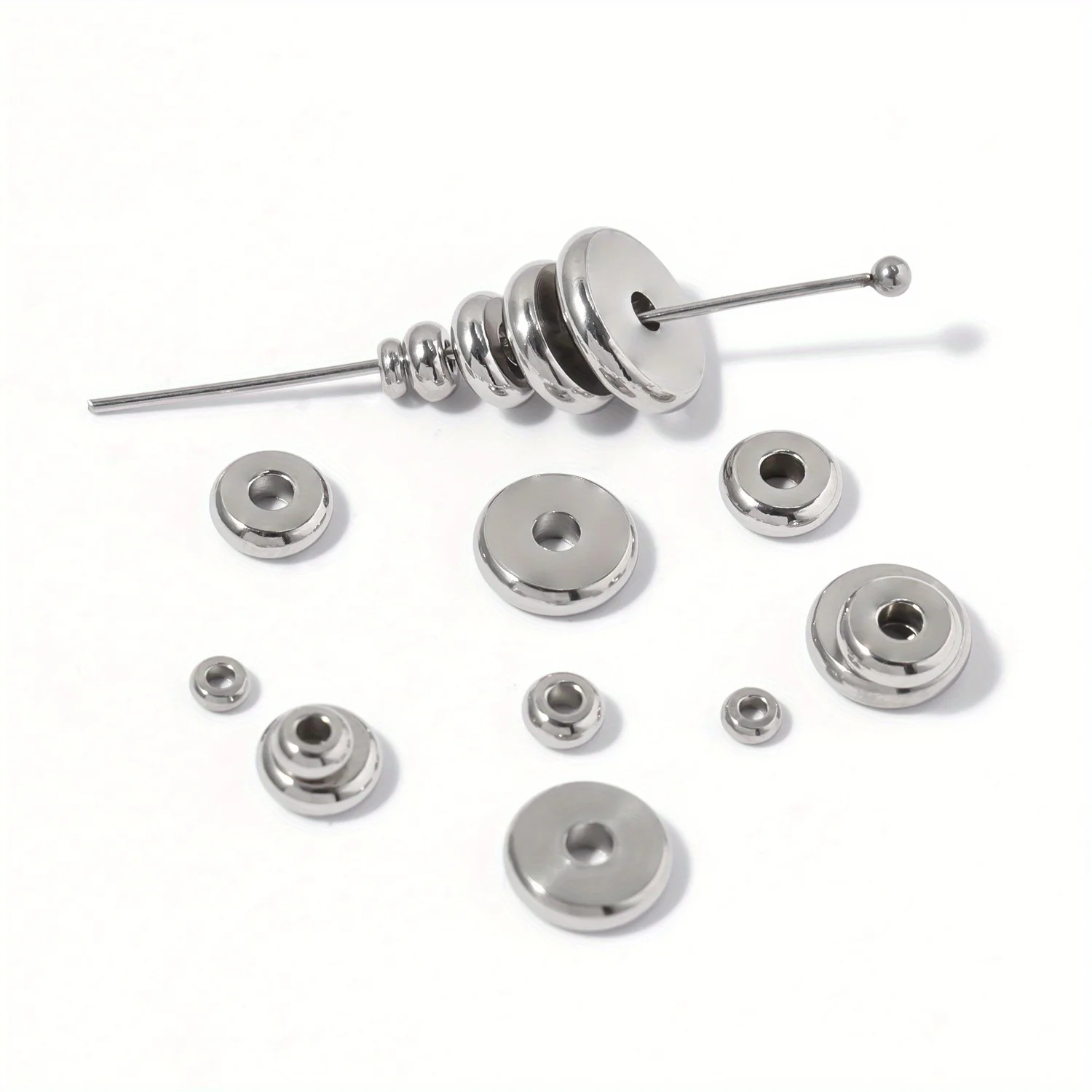 4/5/6 مللي متر الصلب اللون قرص مستدير الفولاذ المقاوم للصدأ متباعدة فضفاض الخرز لصنع المجوهرات سوار قلادة ياردروب DIY بها بنفسك اكسسوارات