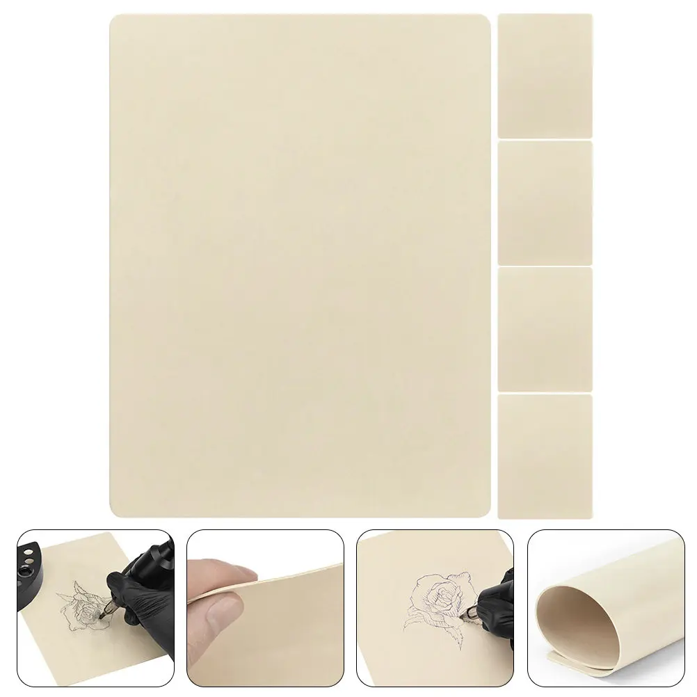 

5Pcs Silicone Tattoo Practice Skin Sheets Double-Sided Thick Reusable Fake Skin for Tattooing Makeup Microblading Contouring