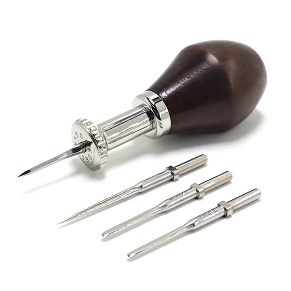 Leather Stitching Awl DIY Leathercraft Diamond/Round/French Style Shape Hole Punching Tool