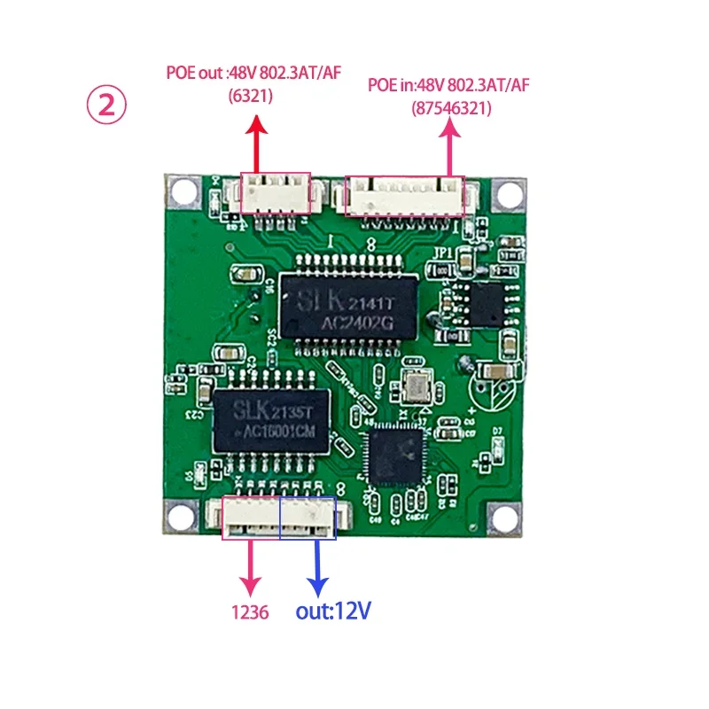 Prolongateur POEOUT 1Port, PoE en 48V IEEE 1/802 PG/at PoE48V + Standard, 10/100Mbps,LAN + OUT 5V-12V