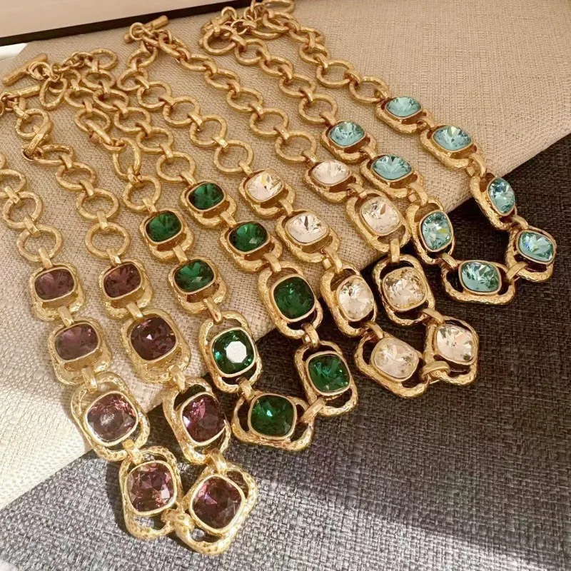 

Os Fashion Jewelry European Style Luxury Multi-Link Faceted Colorful Glass Crystal Necklace for Women Birthday Gifts Unique Gift
