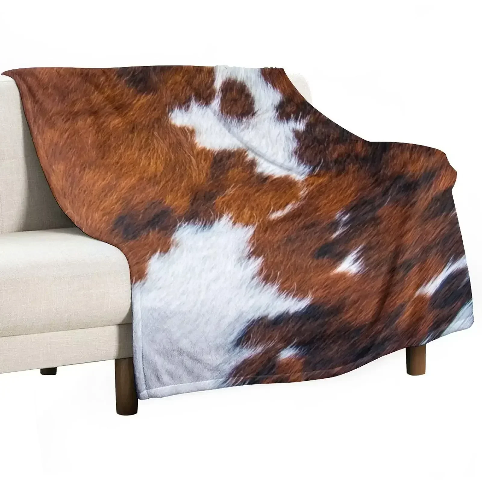 Rustic brown cowhide, animal skin pattern Throw Blanket Warm Throw Blanket Gift for Anniversary