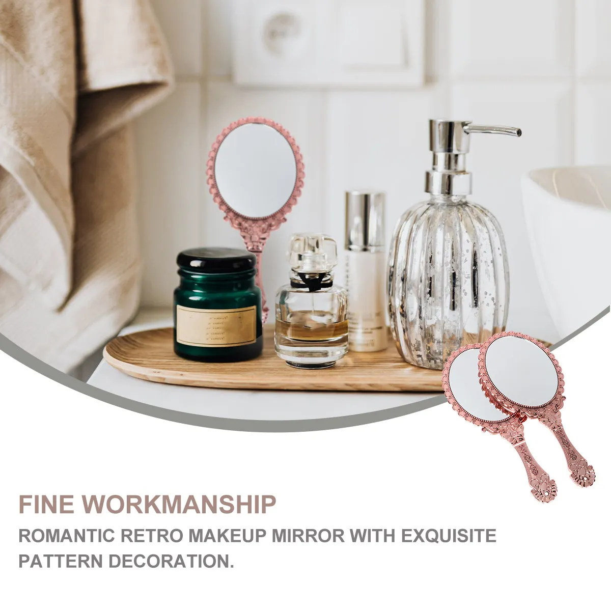 

2 шт. Элегантные золотые винтажные ручные зеркала для макияжа, портативные, для ежедневного ухода за собой