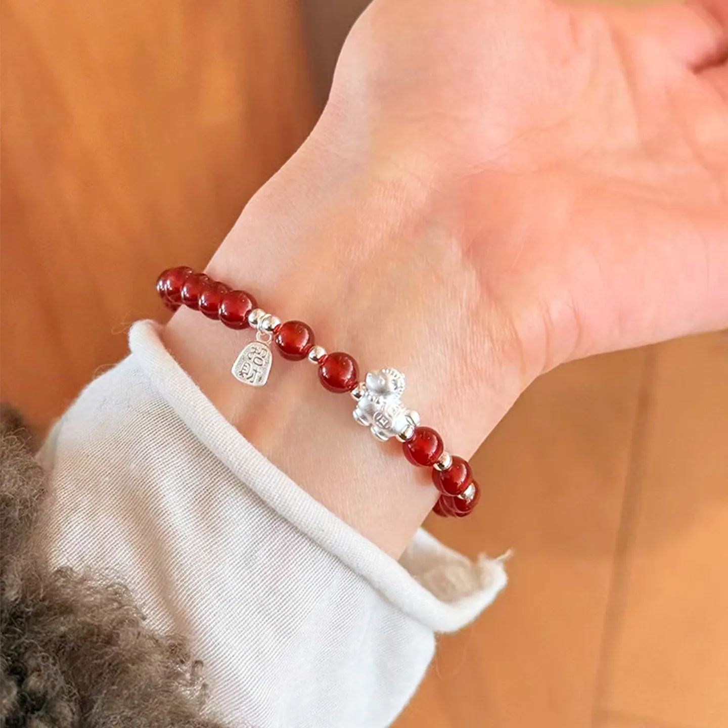 2026 Year of the Horse Zodiac Bracelet: 999 Silver Horse & Red Agate Beaded Bracelet for Luck, Protection & Gifting