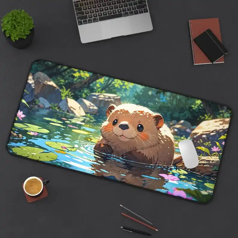 Коврик для стола Cute Otter, нескользящий и водонепроницаемый игровой коврик для мыши, коврик для украшения офисного и игрового стола, идеальный подарок для друзей.