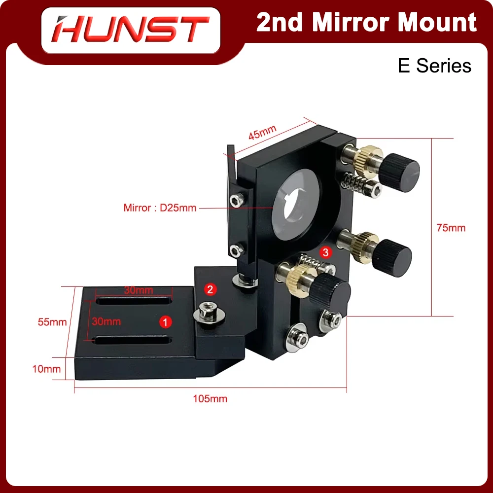 Hunst E Series CO2 أسود ثاني ليزر جبل مرآة جبل 25 مم عدسة قوس متكامل لآلات النقش والقطع بالليزر