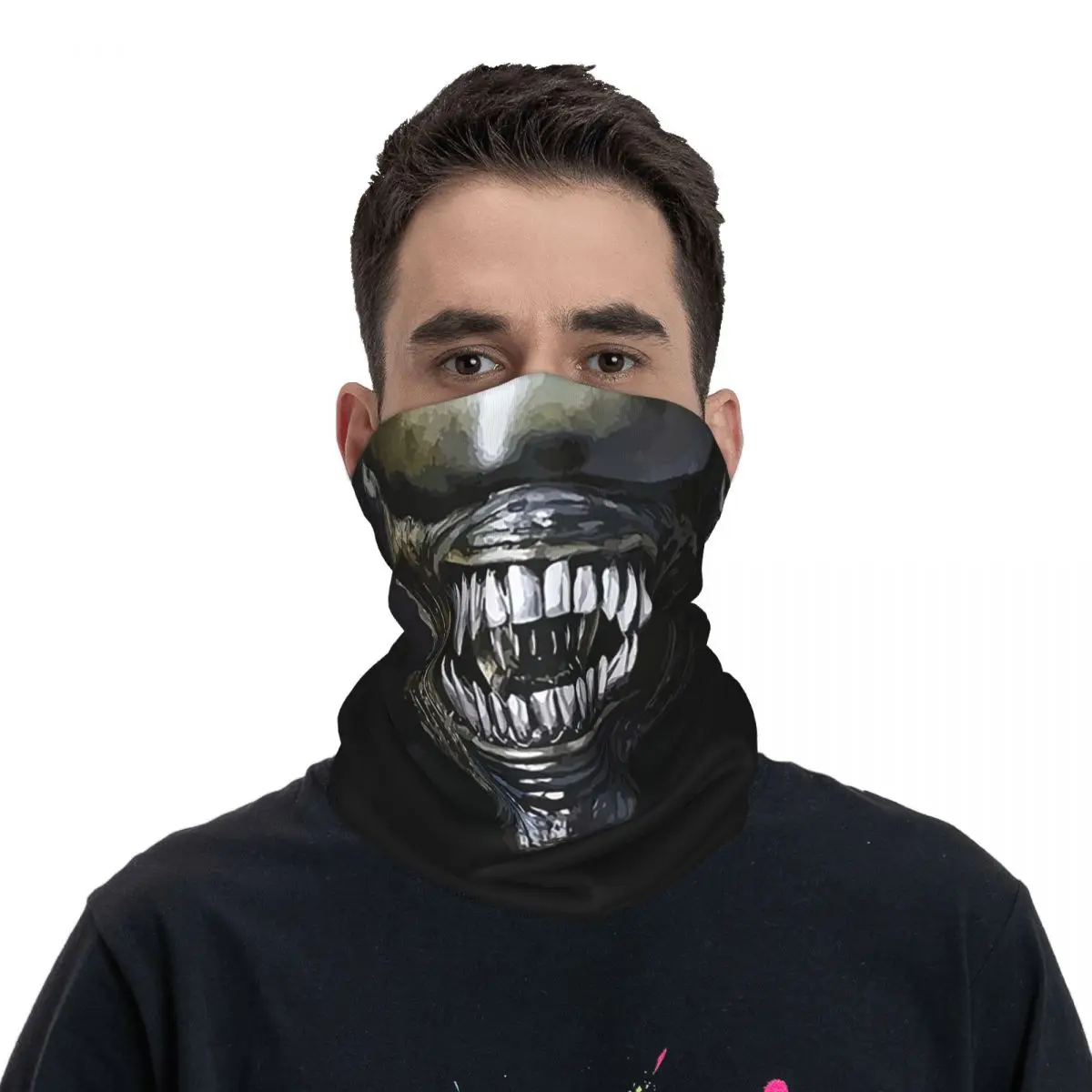 Alien Mouth Bandana Neck Cover Printed Wrap Mask Scarf Multi-use Cycling Scarf Hiking Fishing For Men Women Adult Breathable