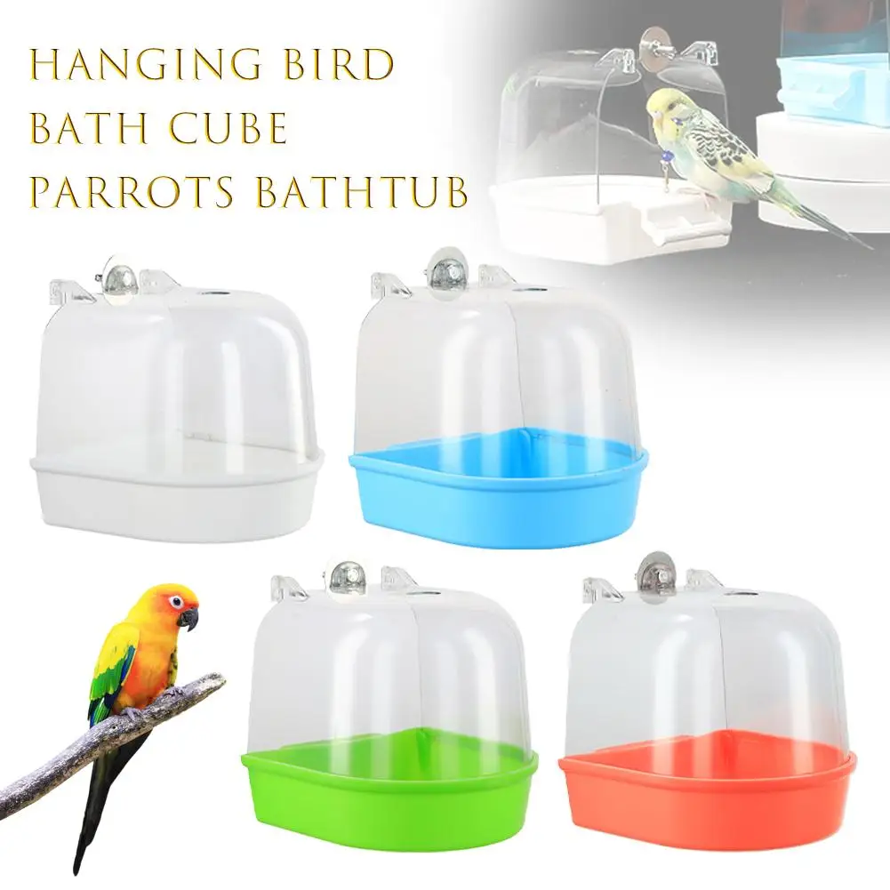 Hanging Bird Bath Cube Parrots Bathtub Bath Shower Box Cage Accessory For Little Bird Canary Budgerigar Cockatiel Lovebird New