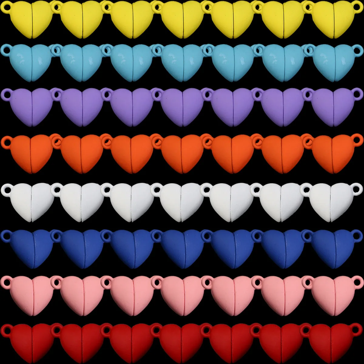 5/10/20pairs Heart Shape Baking Paint Magnetic Clasp Connector Beads Charms For Jewelry Bracelet Necklace Making DIY Accessories