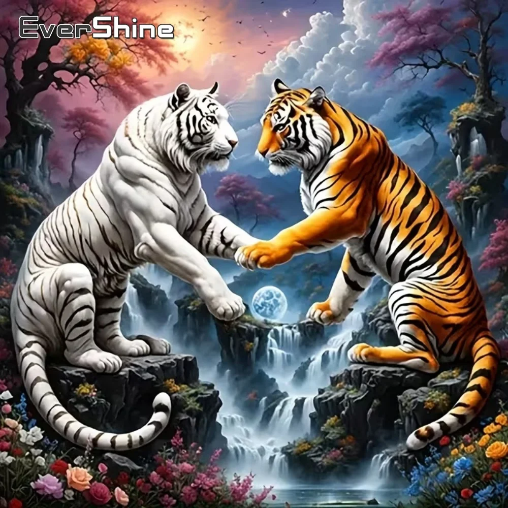 Evershine 5D DIY Diamant Stickerei Tiger Malerei Tier Acryl Handwerk Liefert Mosaik Wasserfall Neue Ankunft Handgemachte Hobby