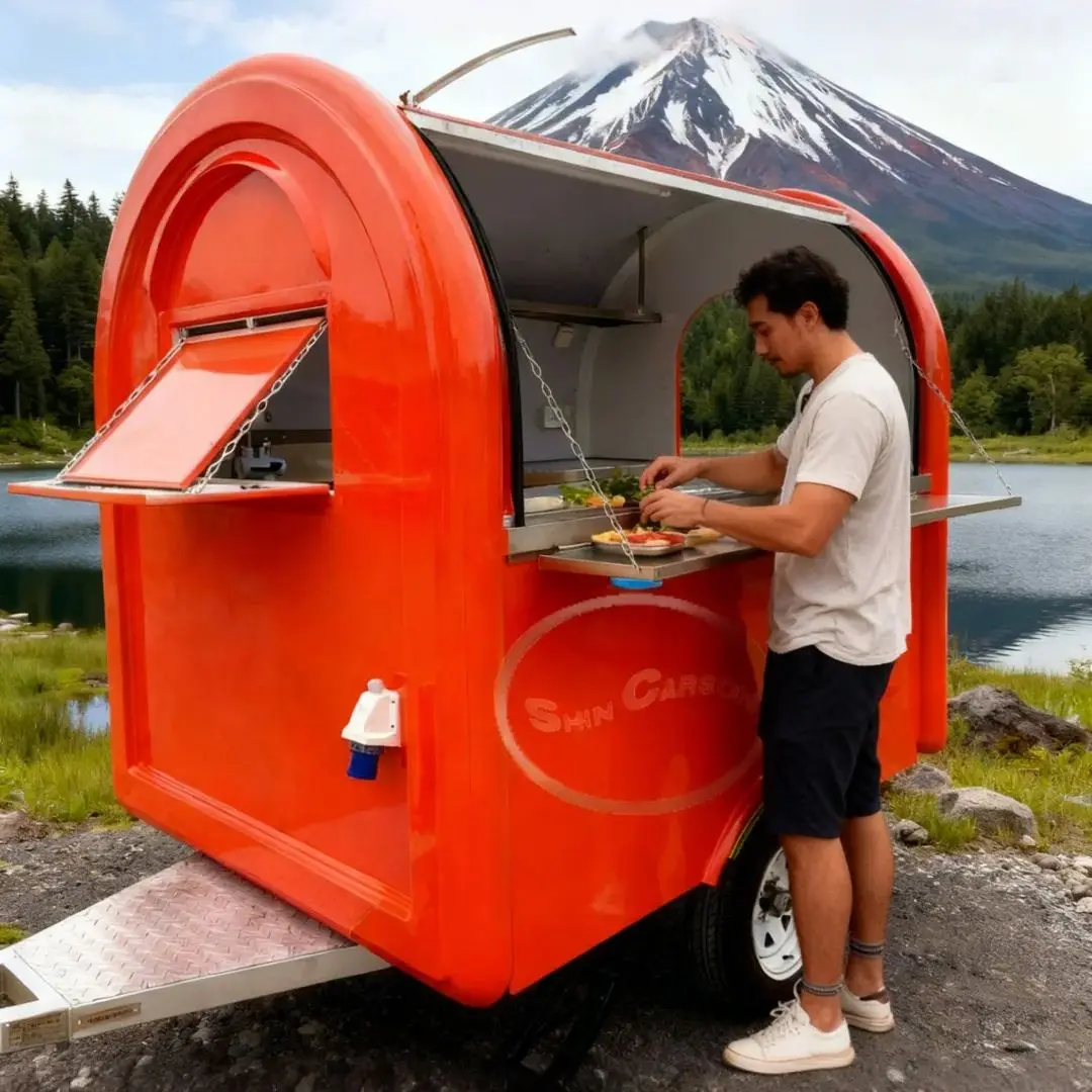 

Ins-Style Lightweight Portable Beverage Vending Cart Check-In Trailer for Event Exhibitions Food Cart Towable Beverage Truck