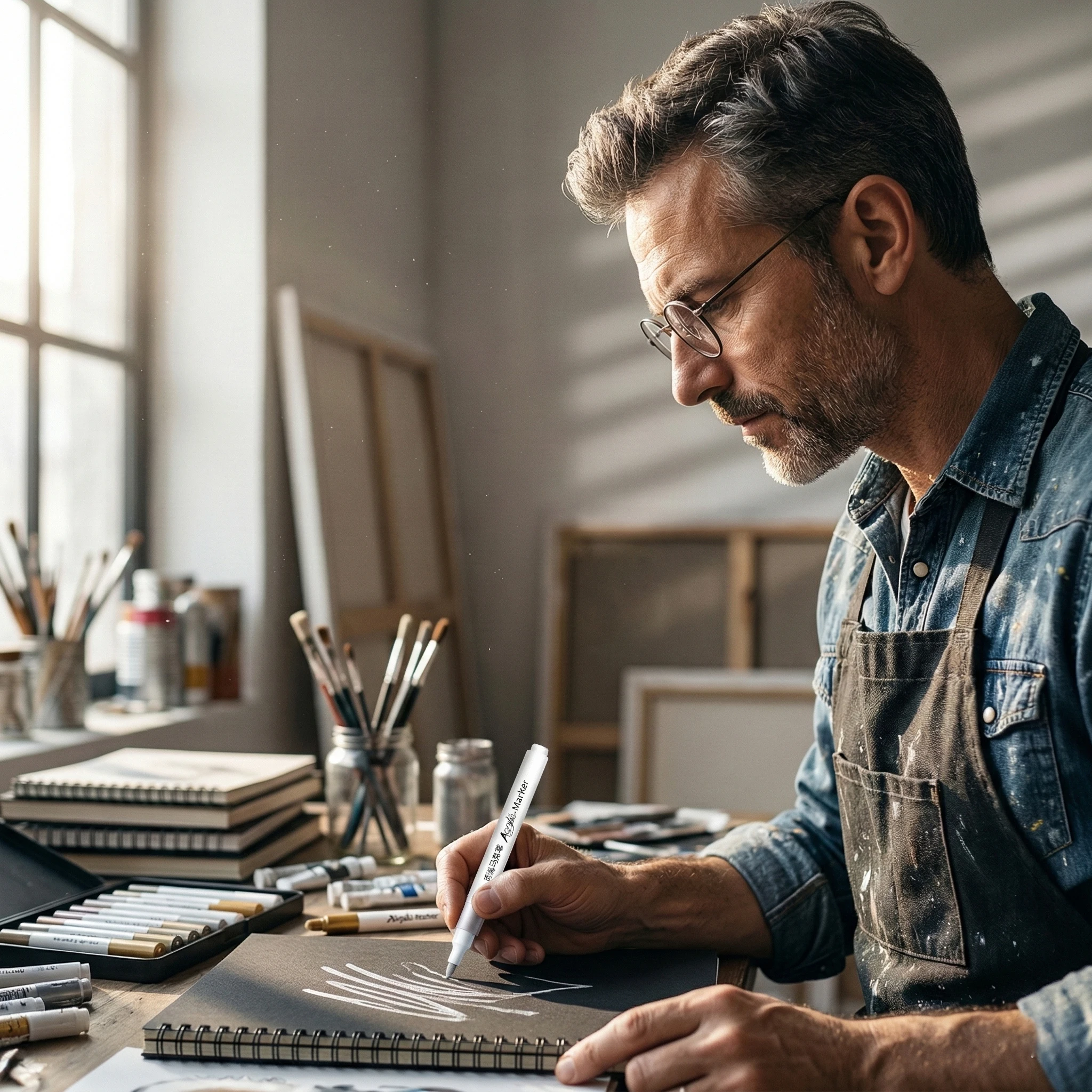 

Acrylic Marker Permanent Pen Art Supplies for Black Paper Tire Stone Metal Plastic Painting for Artists Beginners