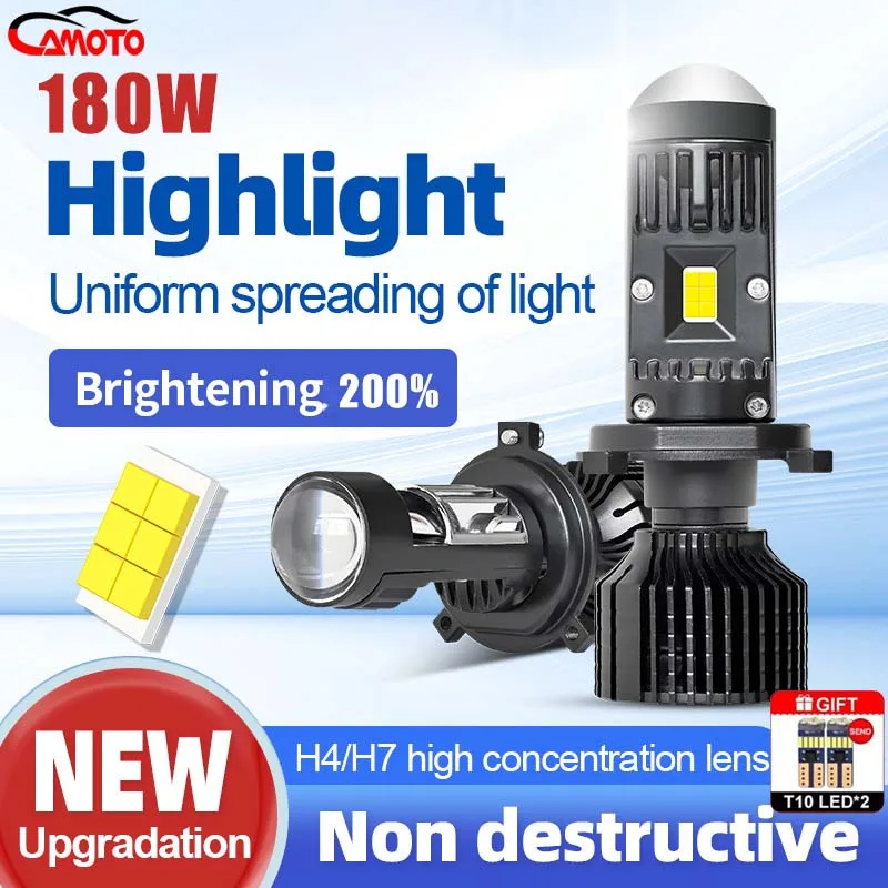 

2PCS H4 H7 Светодиодный проектор Автомобильный фара Мини - линза Лампочка Canbus LED Мотоцикл Предыдущий фара Дальний свет Туман с турбовентилятором