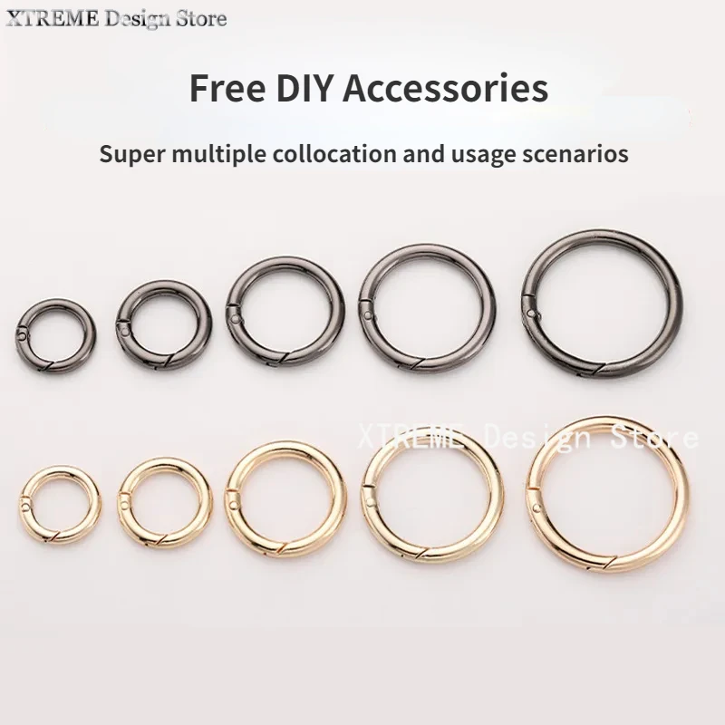 1pc Metal O Ring Spring Clasps Openable Round Carabiner Keychain Bag Clips Hook Dog Chain Buckles Connector For DIY Jewelry