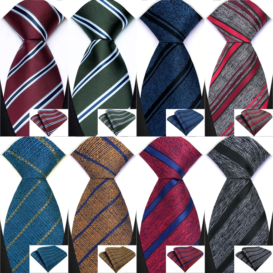 Männer Mode Streifen Krawatte Taschentuch Set für Smoking Zubehör Klassische Luxus Geschenk Krawatte Einstecktuch Set Für Hochzeit Business Party