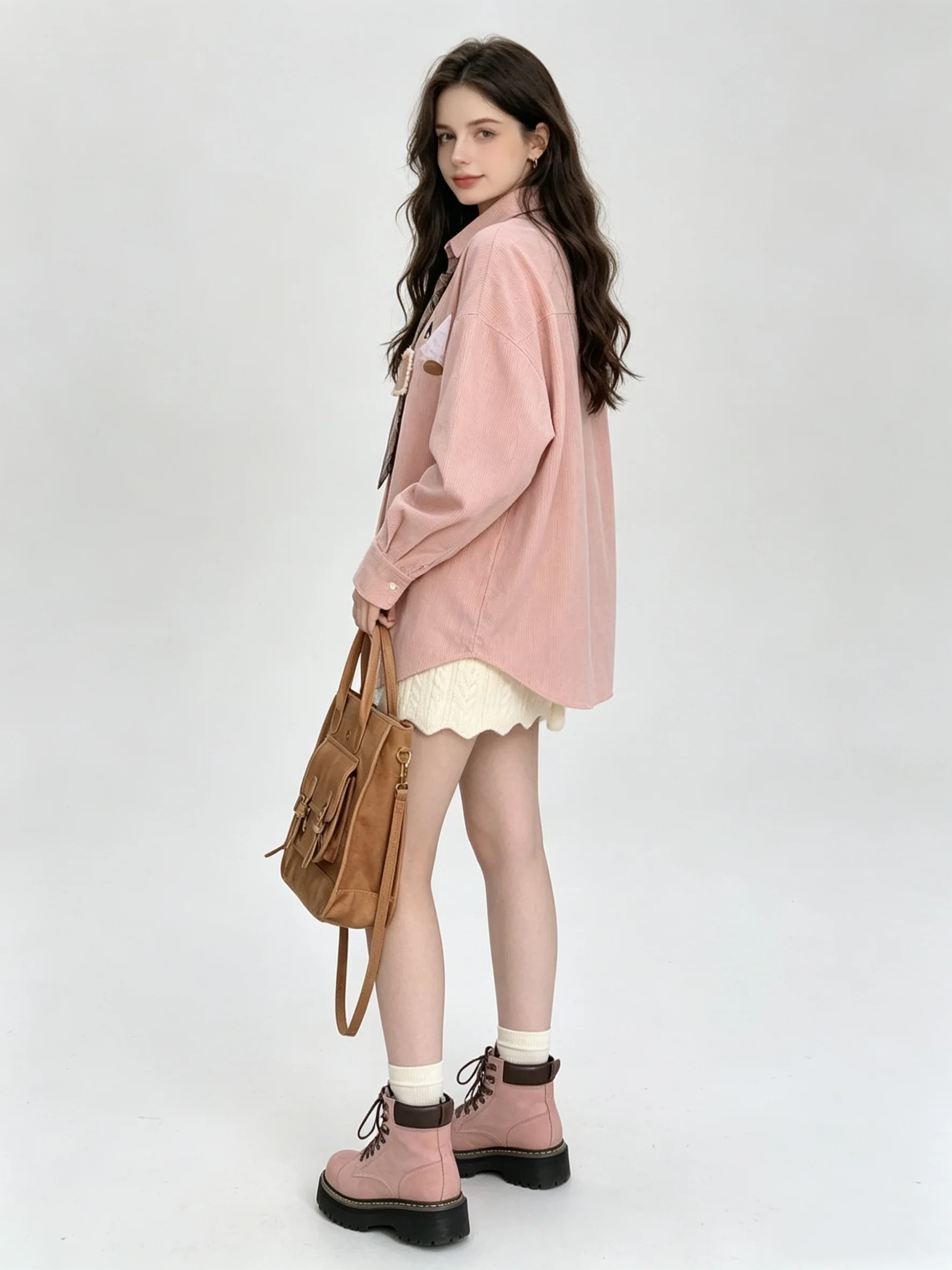 Women Pink Patchwork Shirts and Blouses Korean 2000s Harajuku 90s Vintage Elegant Streetwear Long Sleeve Two-tone Shirt Clothes