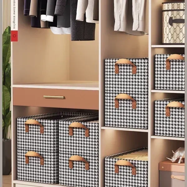 

3 Pack Fabric Storage Bins with Lids, Wardrobe Storage Organiser, Stackable Storage Bin, Foldable