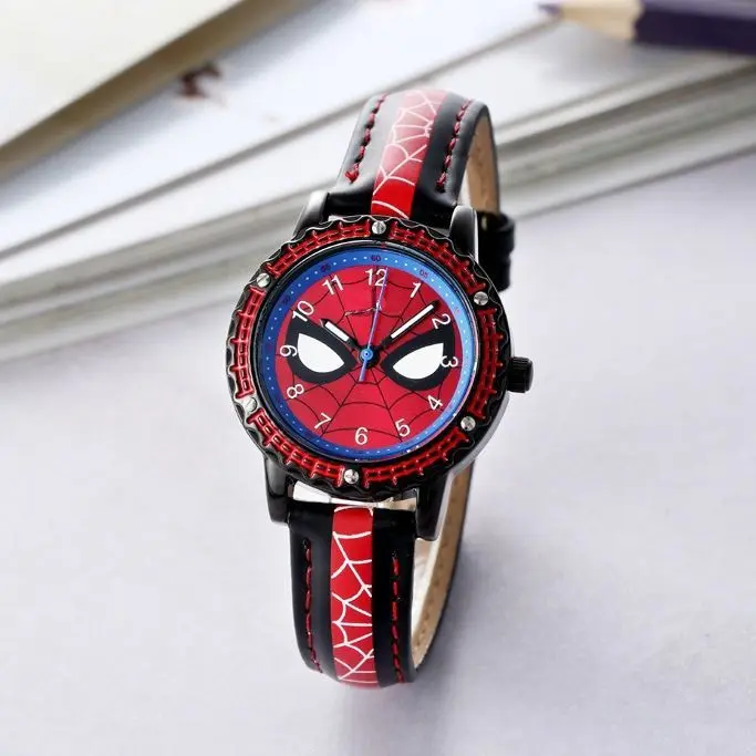 Marvel Spiderman Anime Cartoon Watch Boy Primary School Student Clock Quartz Watch Luminous Pointer Kids Watch Birthday Gifts