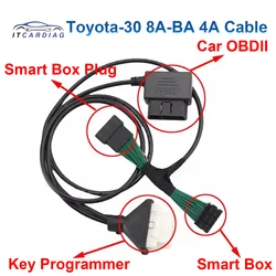 Cabo chave inteligente para Toyota-30, Xhorse Ferramenta chave Plus para OBDSTAR, 8A-BA, 4A, IM508, IM608, K518, TMLF19T, TMLF19D