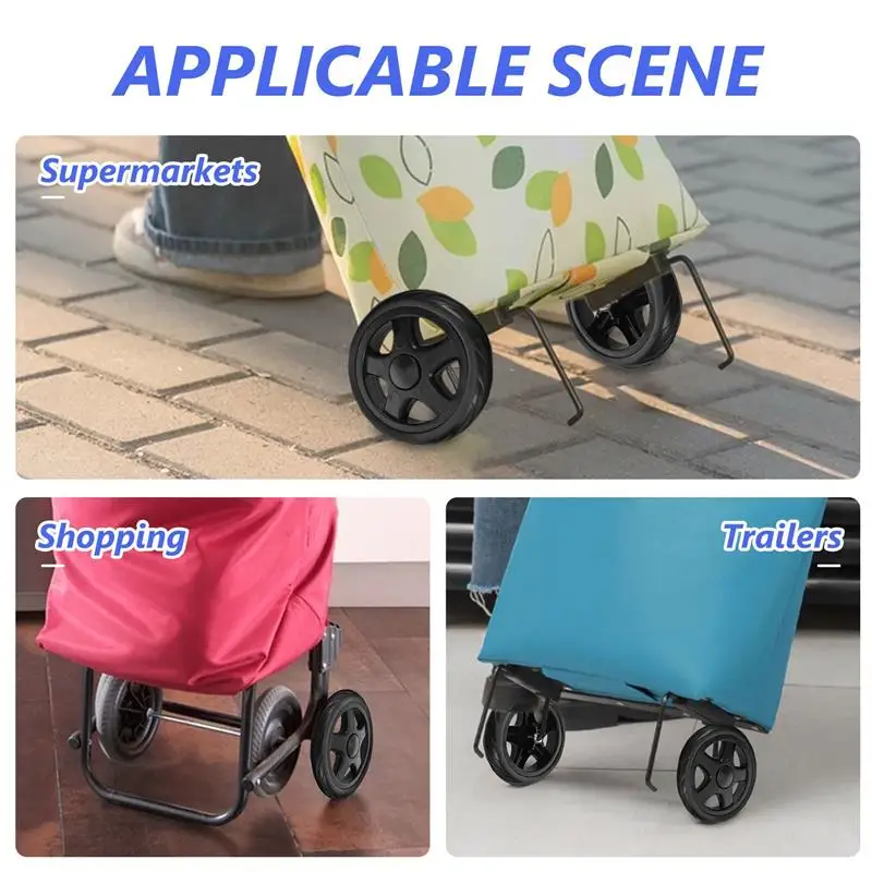 2 Pcs Shopping Cart Wheels Laundry Grocery Trolley Folding Van Accessories Plastic Rolling