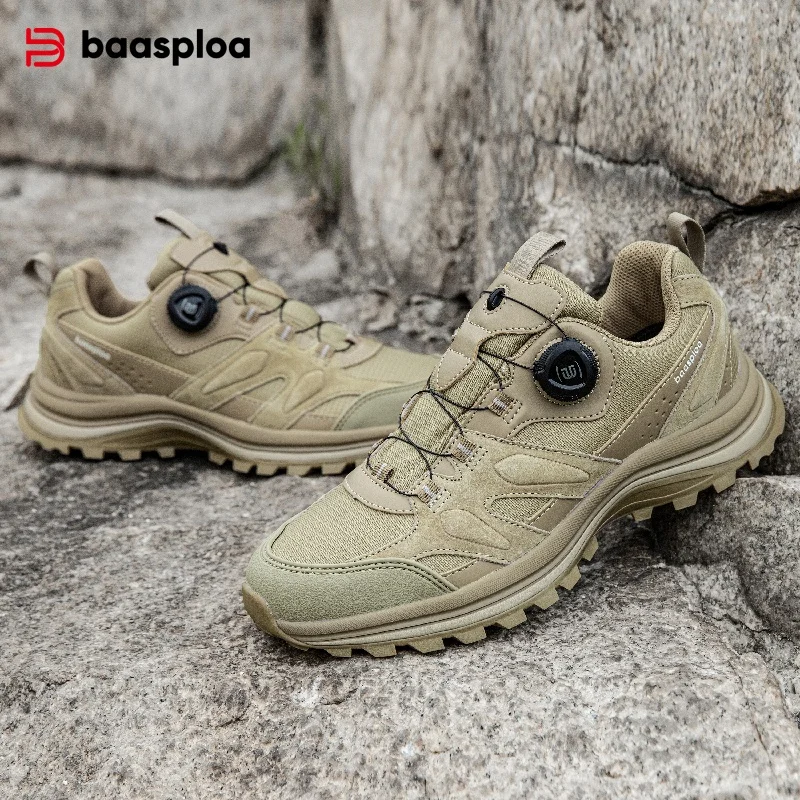 

Baasploa Men Hiking Shoes Comfort Rotating Button Outdoor Sneakers Male Fashion Climbing Walking Shoes Non-slip Wear-resistant