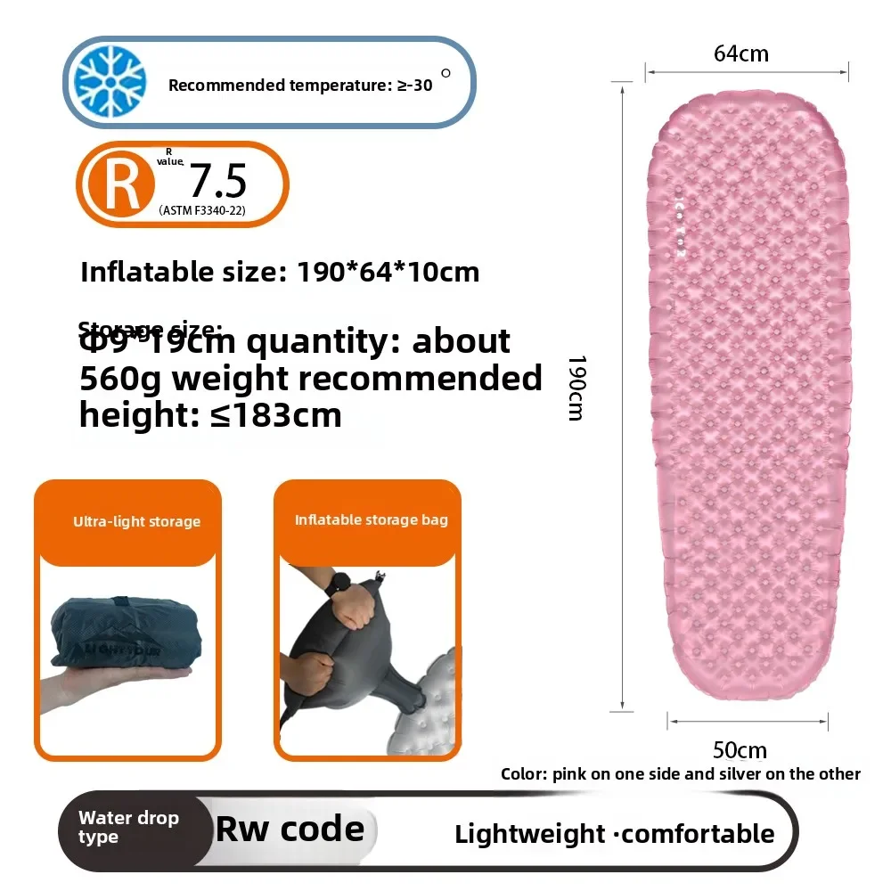 Light Tour R7.5/R3.0 Camping Opblaasbaar Matras Outdoor Draagbare Slaapmatje Ultralight Wandelmat met Opblazen Airbag