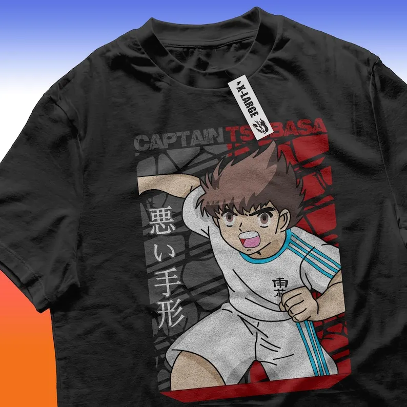 Tsubasa Hyuga Kickers Soccer Stats 90s 80s Music Cartoons T-shirt