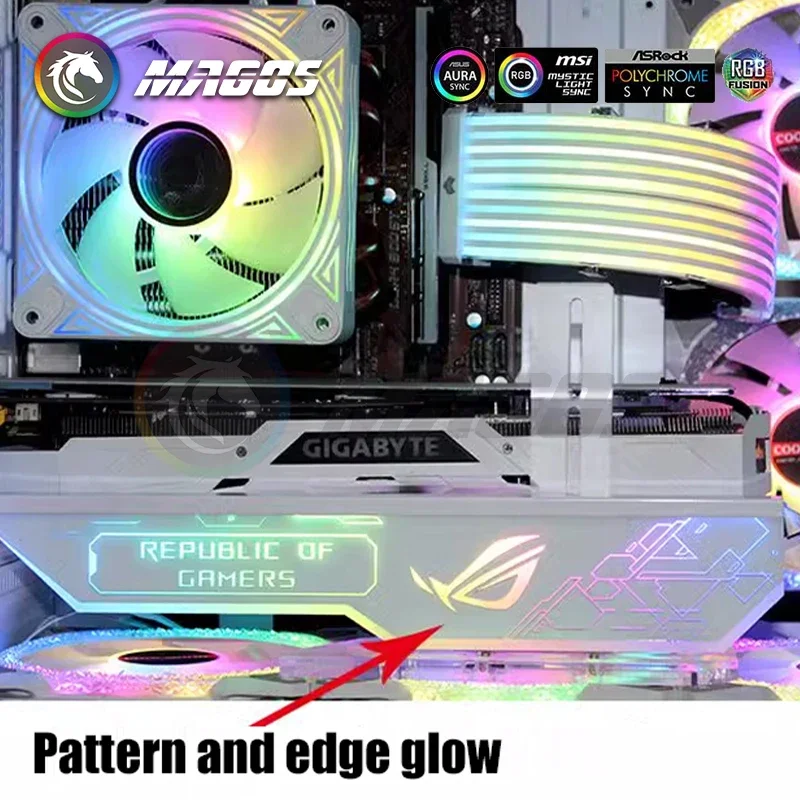 الخيال GPU قوس ARGB هالة مزامنة بطاقة الفيديو جاك قوس التثبيت الرأسي ل ASUS MSI AORUS الإيمان أسود/أبيض قطعة وزارة الدفاع
