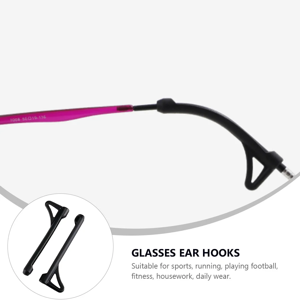 

1 set Anti-Slip Silicone Eyeglass Ear Hooks For Sports Running Fitness Daily Wear Black Grips Retainer Accessory
